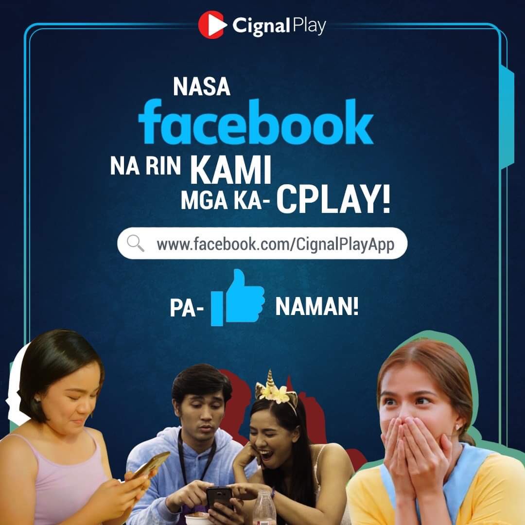 Hello po! Favor lang sana. Pa-like naman ng page namin sa Facebook: facebook.com/CignalPlayApp! Para lang po sa project. 👉🥺👈

Char! Pero seryoso nga: You can also get updates from us right on your feed kasi nasa FB na rin ang #CignalPlay!
