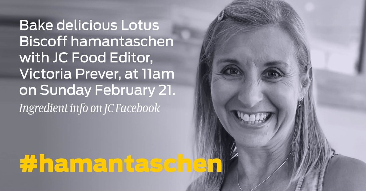 Happy Friyay! If you’re looking for a fun family activity: I’ll be doing a live hamantaschen class on the JC FB page on Sunday morning.
The ingredients needed for my (easy) Lotus Biscoff hamantaschen are listed on the event page 
fb.me/e/7glzhLyVx
<a href="/JewishChron/">The Jewish Chronicle</a> #hamantaschen