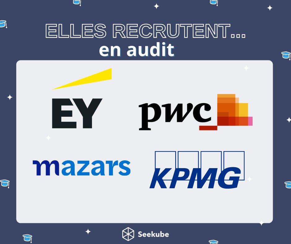 Vous recherchez des opportunités en audit ? Les offres de KPMG EY Mazars et PwC pourraient vous correspondre! Rendez-vous prochainement sur Seekube pour les découvrir 🚀

#offreaudit #stage #CDI #alternance #audit
