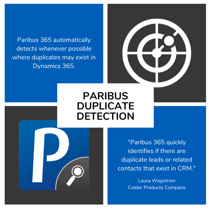 Paribus365's tweet image. When updating #Dynamics365 entities users need to know if the entity could be a duplicate. Paribus 365 #DuplicateDetection warns users of potential conflicting records, before they update an entity. #SingleCustomerView #DuplicateRecords
bit.ly/2NcPqbD