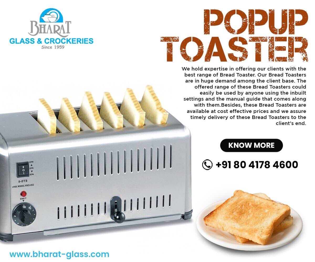 BCrockeries's tweet image. Popup Toaster. The offered range of these Bread Toasters could easily be used by anyone using the inbuilt 
settings and the manual guide that comes along with them. 
For orders call +91 80 4178 4600
bharat-glass.com
#Popuptoaster #breadtoaster #toaster