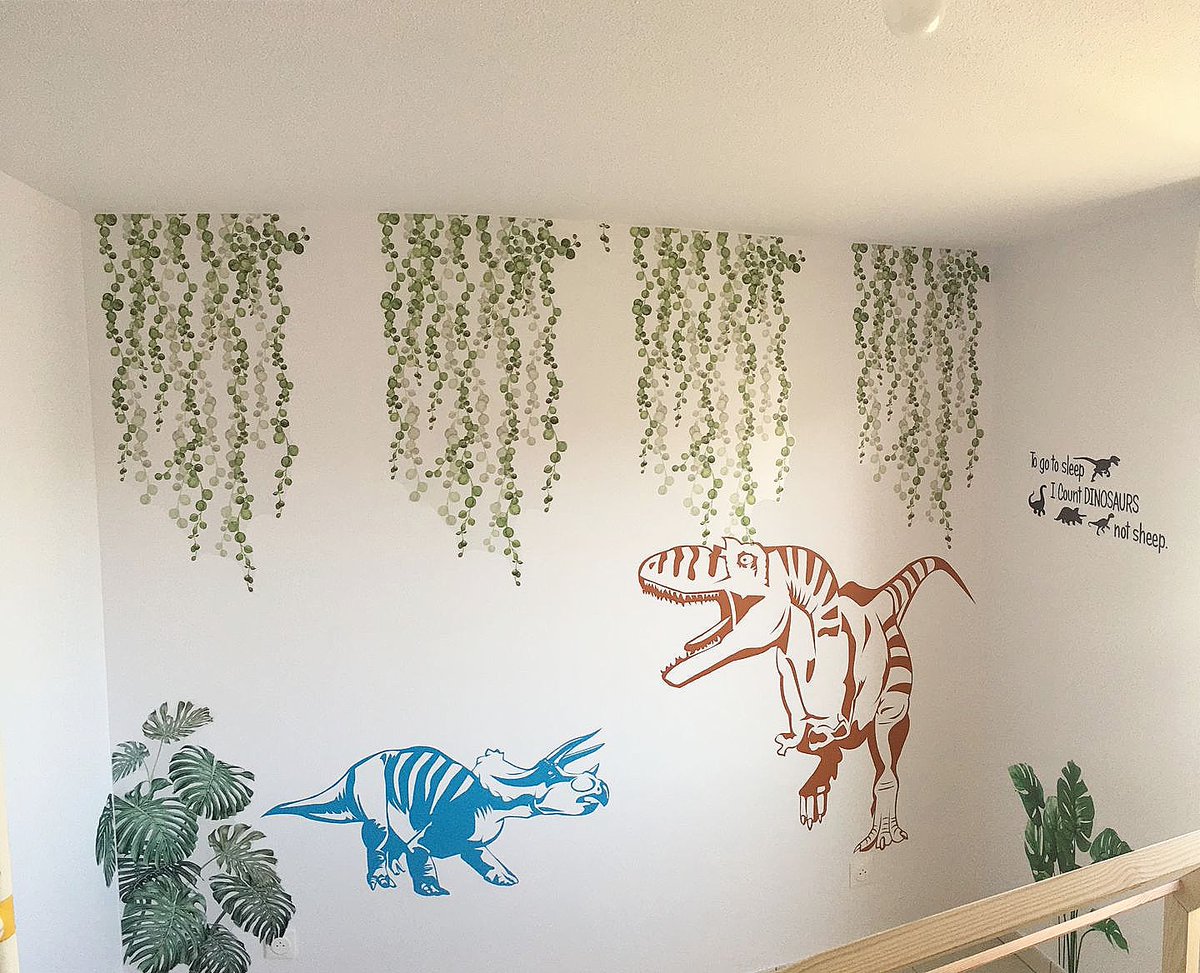 ApexStickers's tweet photo. Our dinosaur wall stickers on a customers wall. Thank you for the great review! 
The wall looks amazing 🤩

#dinosaurwall #dinosaur #dinosaurs #walldecor #wallstickers #apexstickers https://t.co/5y8PT3cGWv