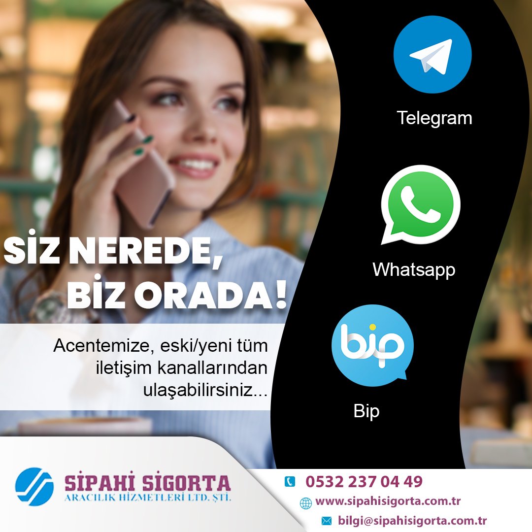Siz Neredeyseniz Biz Oradayız "Tüm İletişim Kanallarıyla " Kesintisiz Hizmet Vermeye Devam ediyoruz...
En Uygun Sigorta fiyatlarını kaçırmayın..
..
sipahisigorta.com.tr
📱 0 532 237 04 49
.
.
#sigorta #kasko #trafiksigortası #bireyselemeklilik #daskawelcomesmaryamnawaz