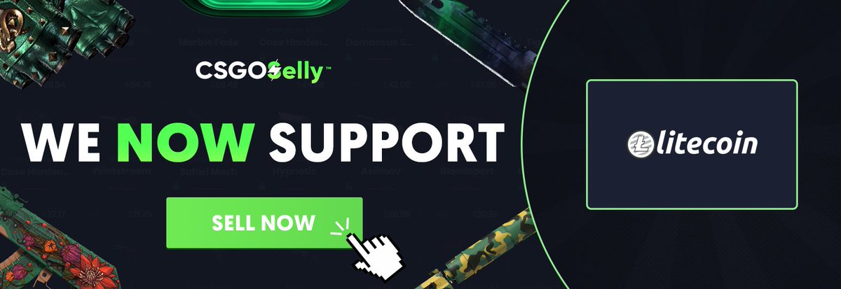 CSGOSelly's tweet image. Due to a high demand we have added Litecoin withdrawals with a minimum of $10.00!  📢

Let us know what other payment methods you are interested in, we'll add it! 💚