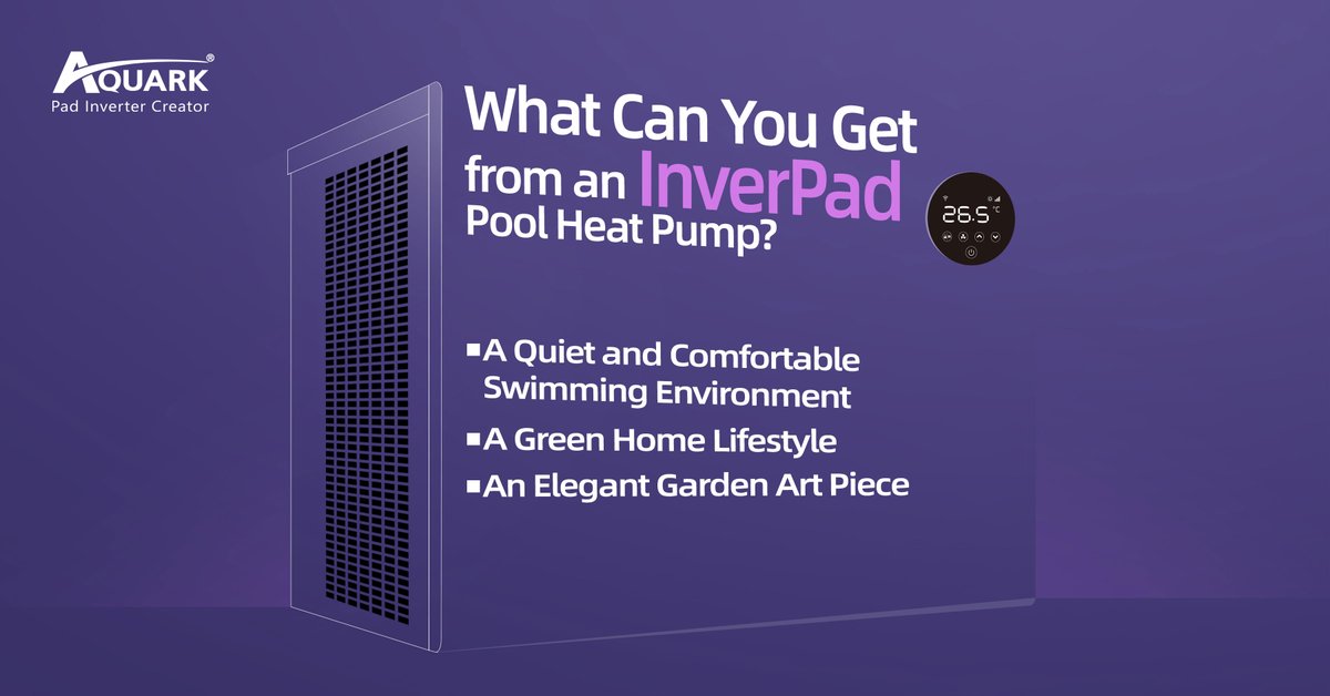 Do you believe that an #InverPad #poolheatpump can bring you great surprise? With its excellent silent performance as low as 40 dB(A) at 1m, the energy-saving system and patented pad design, the InverPad series can both improve swimming experience and change your home and life.