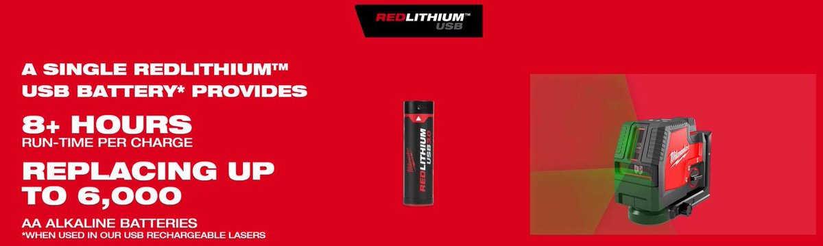 protradeuk's tweet photo. #Milwaukee L4 Rechargeable Green Laser Levels...
β³ Fully charged battery lasts 8 hrs+
β‘οΈ Replaces up to 6,000 alkaline batteries
π· At an average price of 50p per battery... that's a saving of Β£3000 in it's lifetime!
ππ½ That's #BestValueNoMessin
ππ½ https://t.co/fs0DayYxn2 https://t.co/vI512zuscT