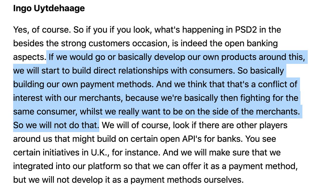 Cash App, Venmo would be positioned best to do so conceptually, although it takes effort to convert users into a somewhat new use case (online B2C payments).Could PSPs such as Stripe (invested in Fast) move to consumer? Adyen on last earnings call said no, conflict of interest.