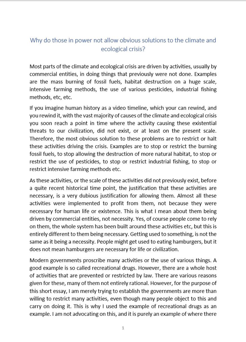 8) Yesterday I wrote a short essay on why our governments never even consider the option of simply restricting or ending the activities driving the climate and ecological crisis, but will only consider magic techno-fixes, that allow them to continue with business as usual.