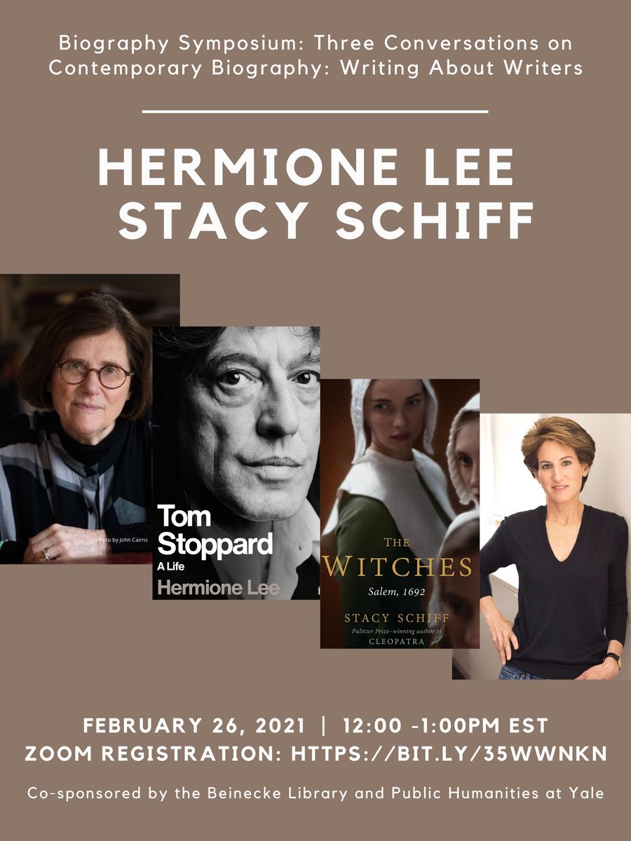 BeineckeLibrary's tweet image. Upcoming: Biography Symposium, Feb 24 - 26
Three Conversations on Contemporary Biography: Writing about Writers with
Langdon Hammer &amp;amp; Terrance Hayes; Ruth Franklin &amp;amp; Imani Perry; Hermione Lee &amp;amp; Stacy Schiff; more information: bit.ly/2LfJ2zh