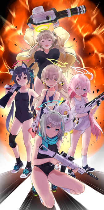 覆面水着団参上!! #ブルアカ 