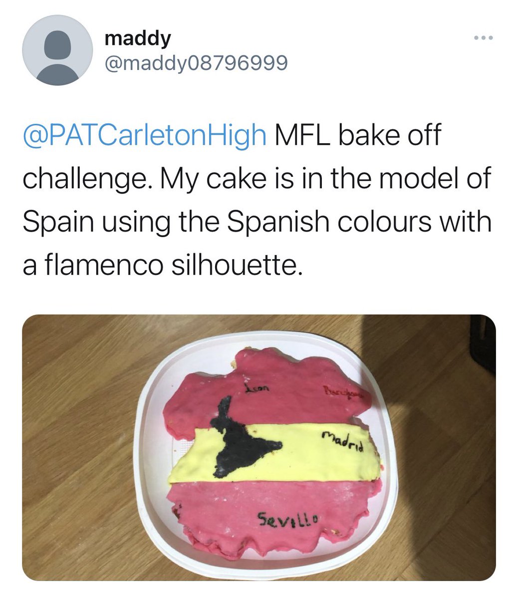 PATCarletonHigh's tweet photo. Wow, we have some more fantastic entries into the #MFLBakingChallenge! Check out Megan’s Eiffel Tower 🇫🇷, Millys sombrero, Maddys 🇪🇸 cake and some macaroons #welldone everyone! https://t.co/Y8OiQ49JCC