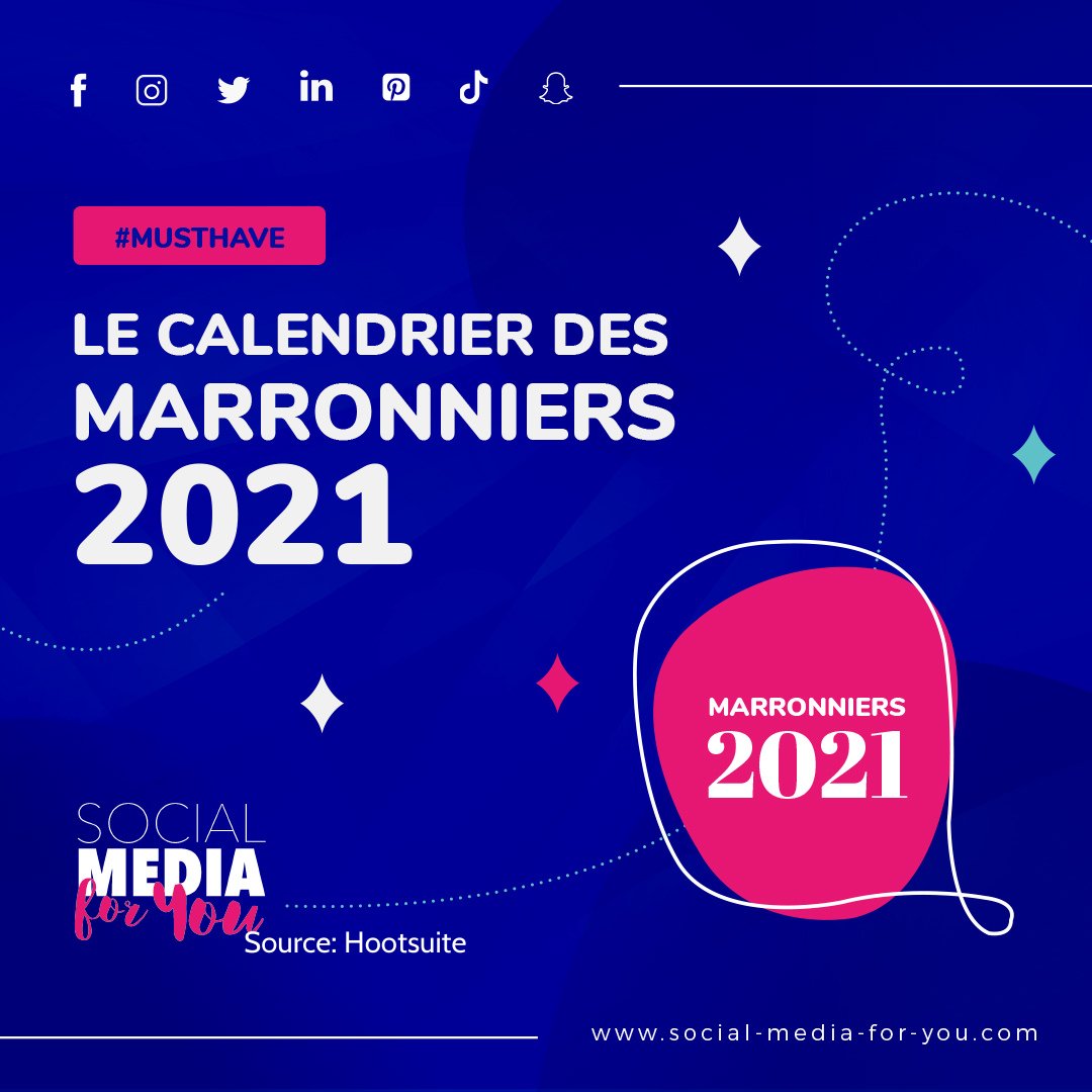 Avez-vous téléchargé le #calendriermarketing des #Marronniers 2021 ? 🗓️  Ils sont déjà plus de 5 400 à l'avoir en main ✨ ! Vous souhaitez avoir les temps forts 2021 🌍 Téléchargez-le 👉cutt.ly/dkuGiz1     

#calendriereditorial #socialmediamarketing #reseauxsociaux #CM