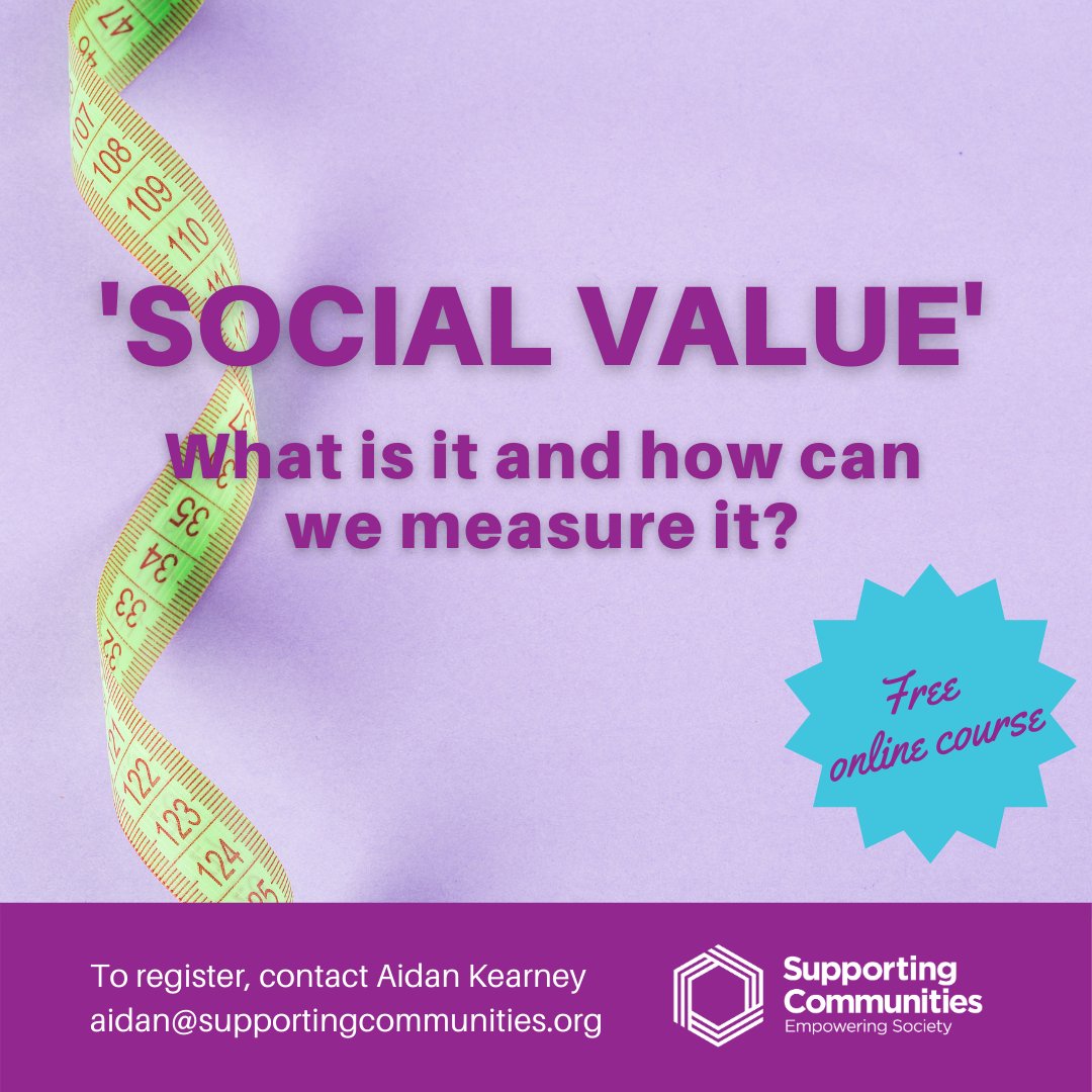 SuppCommunities's tweet photo. This #FundingFriday we're thinking about #socialvalue. 
Join our Funding Officer, @Anita_SuppComm next Tuesday to learn how to measure your impact and show your worth and attract new funders! 

More info: https://t.co/2lDKBSW0Pp https://t.co/c53Jejwuxf