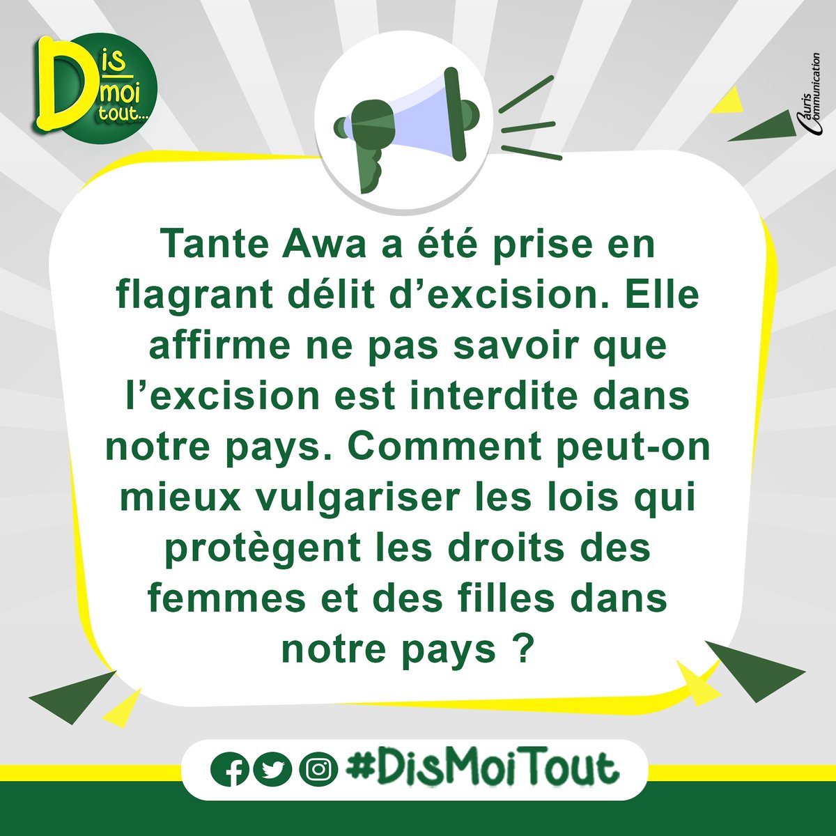 Selon toi, Comment vulgariser les lois qui protègent nos femmes et nos filles de l'exicion?
#DisMoiTout #info 
<a href="/_JeVeuxSavoir/">#JeVeuxSavoir</a> <a href="/OnDoitAgir/">On Doit Agir</a> <a href="/ong_raes/">ONG RAES</a> <a href="/SOSJD_asso/">SOS Jeunesse & Défis</a> <a href="/CapssrBf/">CAPSSR - BF</a> <a href="/UNICEF_Burkina/">UNICEF Burkina Faso</a> <a href="/ipbfpananetugri/">Initiative Pananetugri_IPBF</a> <a href="/OnidsBF/">ONIDS</a> <a href="/MdMF_Burkina/">Médecins du Monde France au Burkina</a> <a href="/gouvernementBF/">Primature du Burkina Faso</a> <a href="/presidencebf/">Présidence du Faso</a>