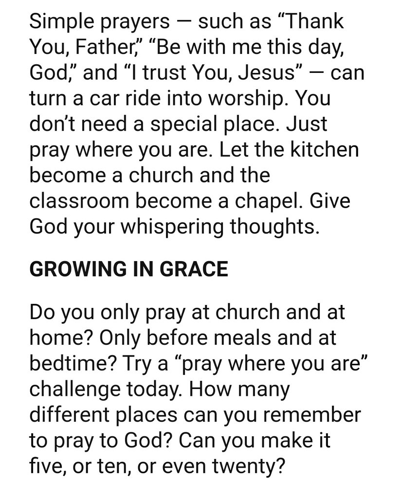 Just pray where you are.

Weird right?

An eye opener 4 continual conversation wt God. 

I had thought I need to find a quiet place to pray; praying 4 long hours but recently, I realised I don't need to but rather just pray anywhere I am! 

Read d e-mail #devotionaldaily sent me!
