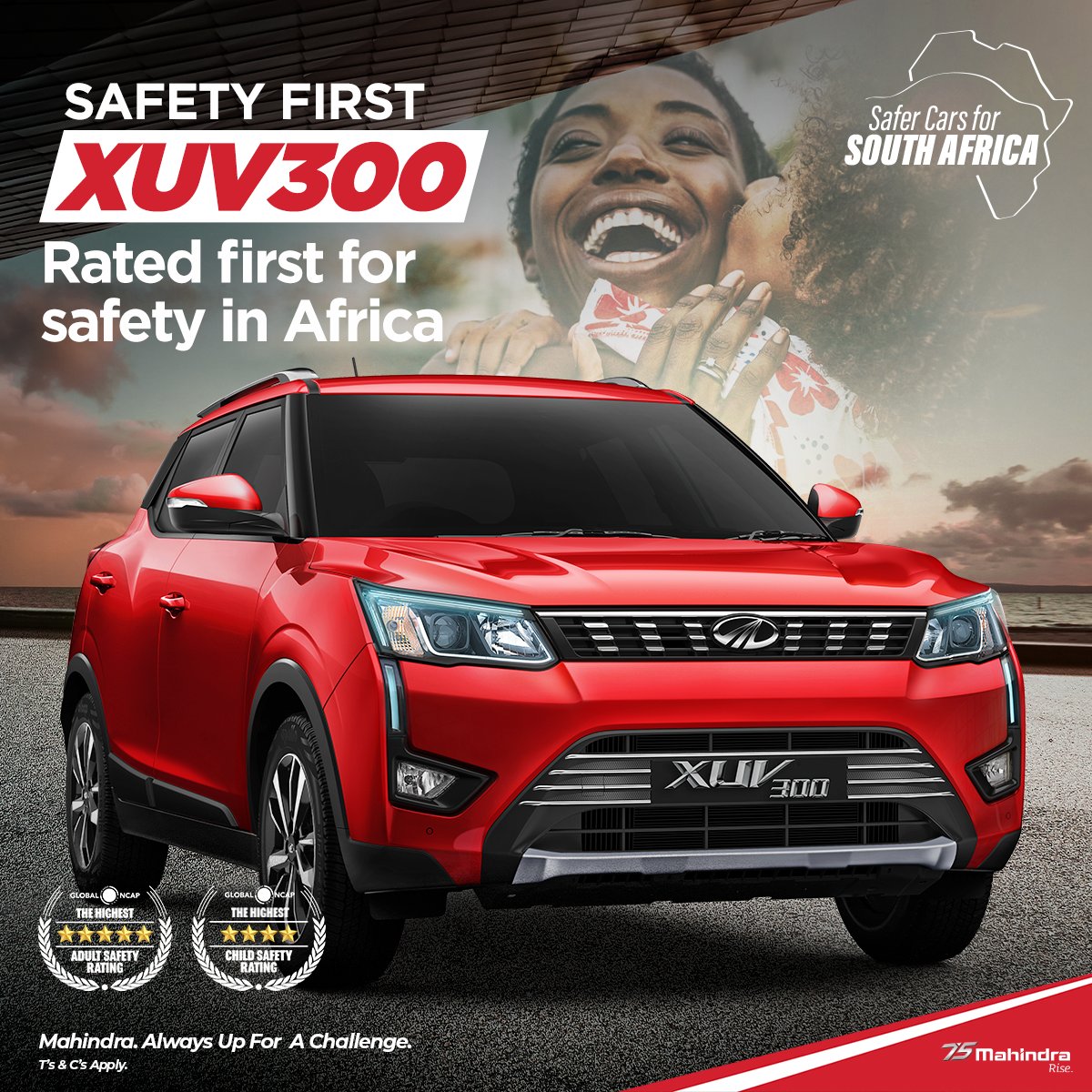 Mahindra_SA's tweet photo. The Mahindra XUV300 is the safest option for you and your children.Join the drivers who put safety first everyday by choosing to drive Africa’s safest SUV. Learn more: https://t.co/0Vf37A3ULB #SafetyForAll #SafeMahindra #MahindraXUV300 #SaferCarsForSouthAfrica #SaferCarsForAfrica https://t.co/doWKCOD9qF