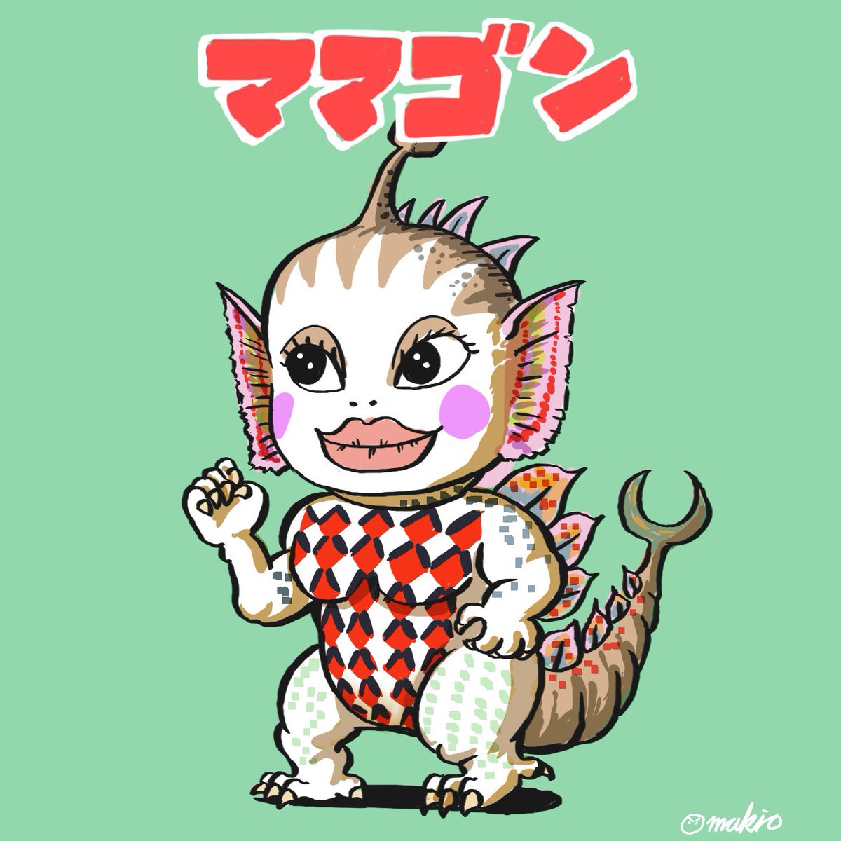 ゴジラビックリマン 「ゴジラ対ガイガン」をビックリマン風に描いて