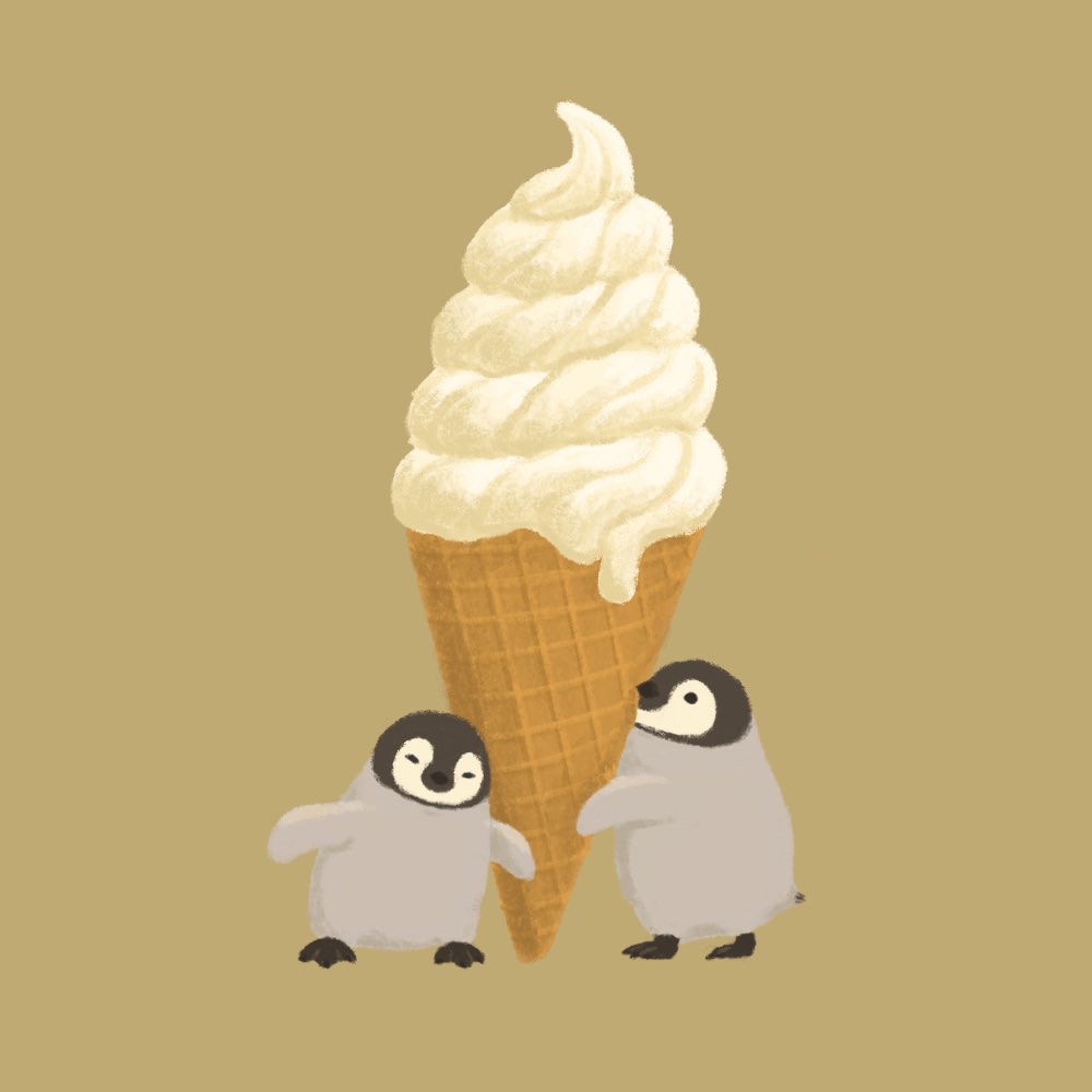 「今日はチョコミントの日らしいので、最近描いていたアイスとペンギンさんたち🐧🍨」|きゅう🐧多忙につき低浮上のイラスト