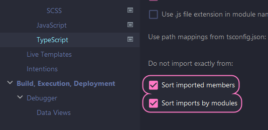 MW_U_'s tweet image. Another #WebStormTip for @typescript #typescript developers.

Ctrl + Alt + O -&amp;gt; optimize imports, but to make it even better, tick these two checkboxes, so it will sort them at the same time!