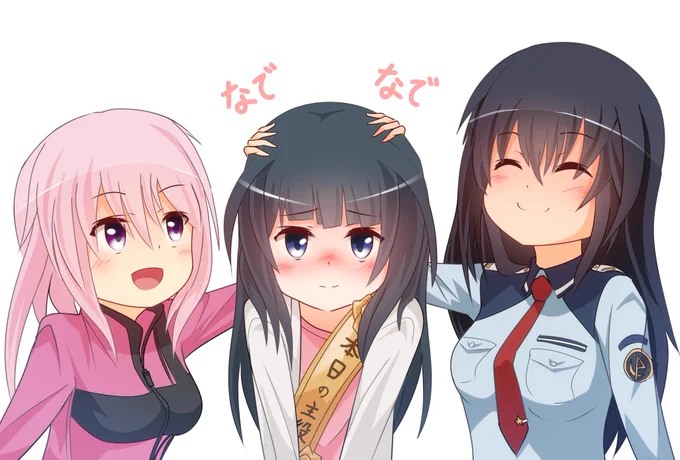 ヨロちゃんと京お姉ちゃんで本日の主役をなでなで～
#吾妻楓生誕祭 #アリスギアお絵かき 
