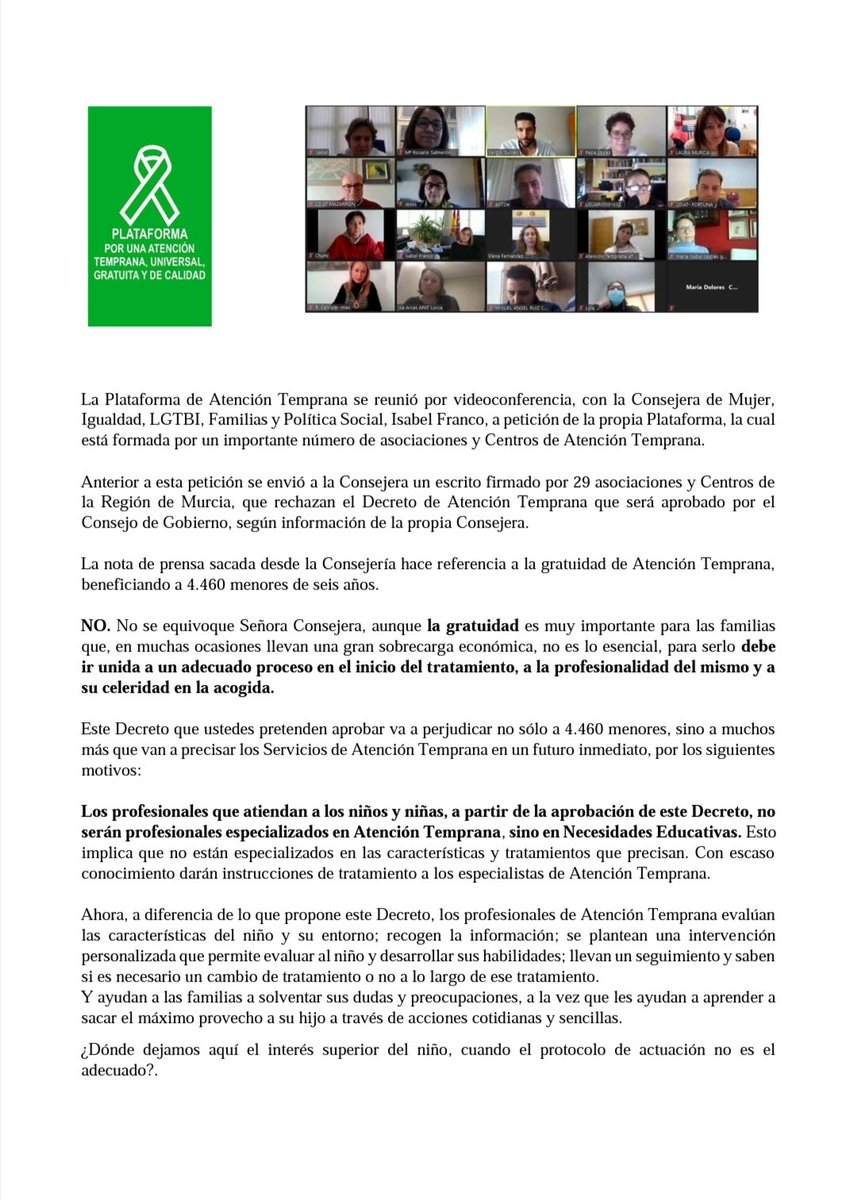 AtencinTemprana's tweet photo. Sra. Consejera, la gratuidad no lo es todo. #noaldecretosinconsenso https://t.co/5bR3GmhYEo