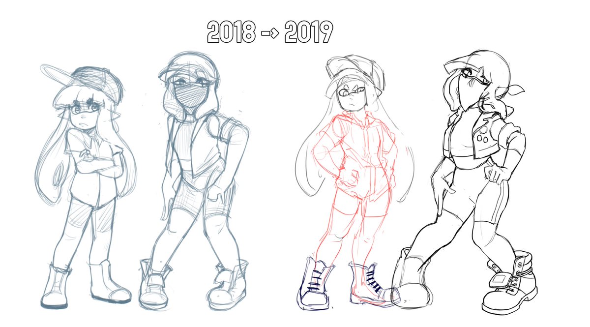 turtlyni's tweet photo. felt nostalgic with the whole splatoon 3 news and decided to finally finish those references for my kids and yknow what im not crying you're crying

5 years of drawing refs and unsatisfied attempts to finally get somewhere (2015 > 2016 > 2018 > 2019 > 2021) https://t.co/jfVNjv8JrD