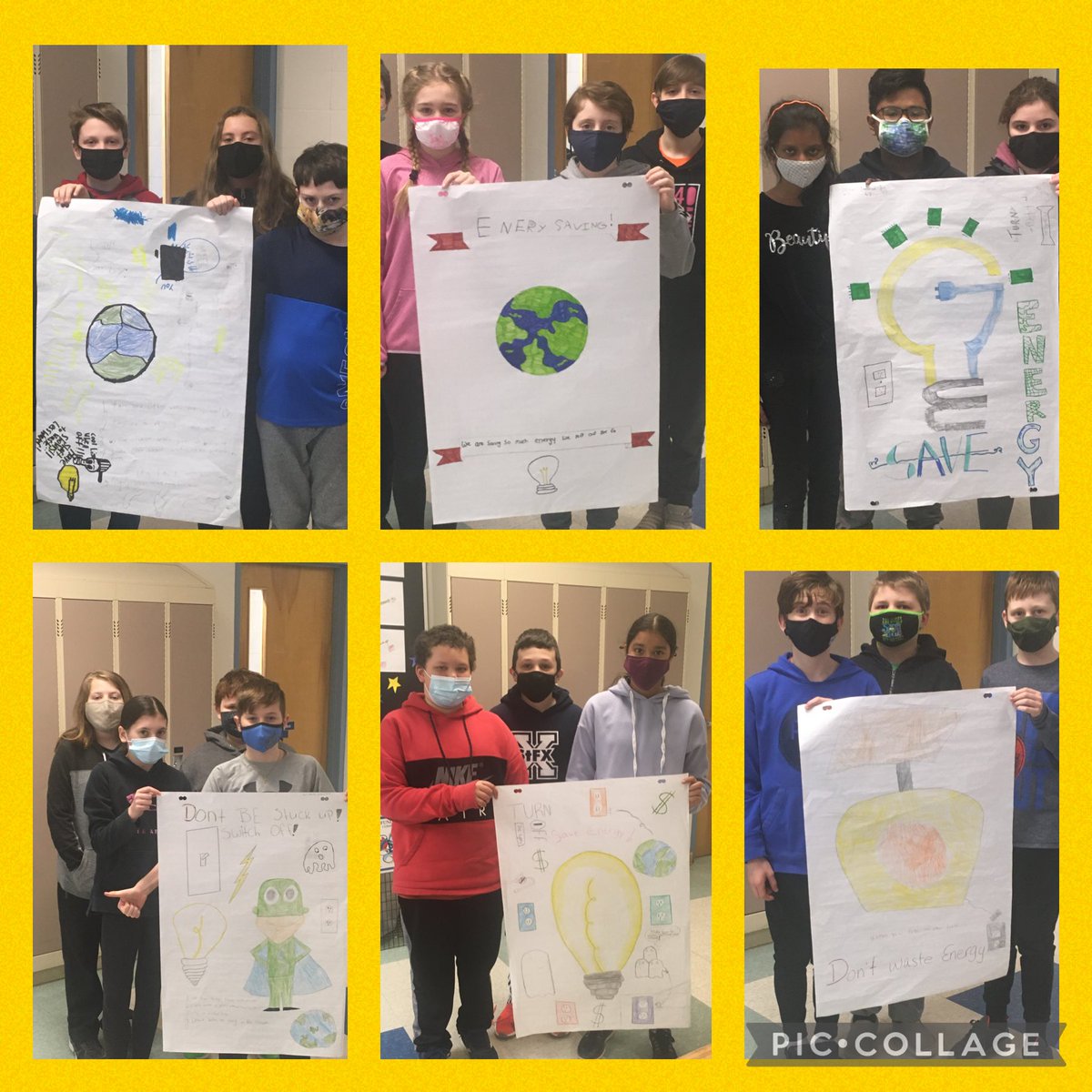 StAndrewJunior's tweet photo. This week in the @GreenSchools_NS Challenge, the 6-3 class made large posters for various sections of SAJS to remind others of ways to save energy. What will you do to save energy this week? #environment #studentengagement #energyconservation https://t.co/6ZXFyC6CkU