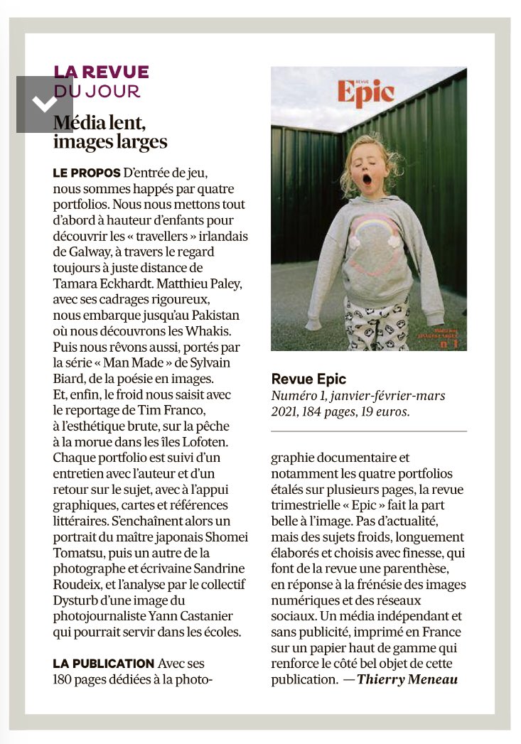 En page 11 des Echos du 19 février il y a une chronique de Jacques Attali, surement trés bien, mais en page 10 vous trouverez mon petit article qui parle de la revue Epic ! Pour lire Attali : abonnez-vous et pour lire la revue Epic : abonnez-vous aussi ! revueepic.com
