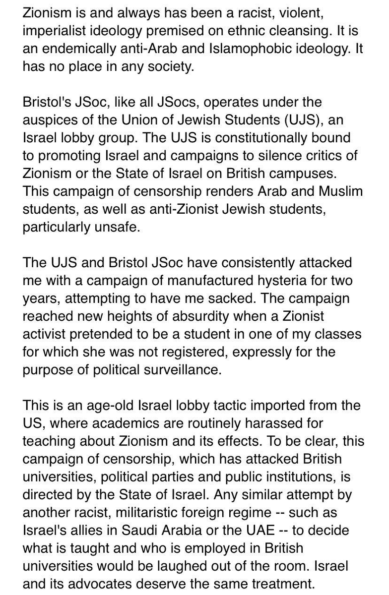 [thread about antisemitism and sociology]People are calling on the  @BristolUni to do something about its antisemitic Sociology professor. Quite right. But what about The School for Policy Studies itself at Bristol, where he works? ...