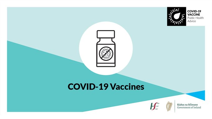 Teal background. Graphic of COVID-19 vaccine bottle. Image copy underneath the graphic reads: COVID-19 Vaccines