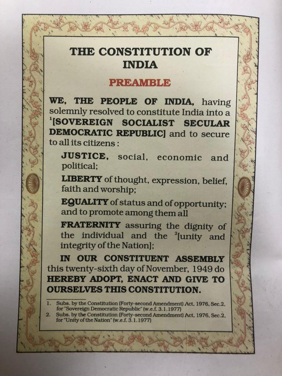 The first edition was in 2007 during congress rule, since then it has been reprinted without bothering to see what it is teaching.It talks about the Preamble, Majoritarianism, communalism.