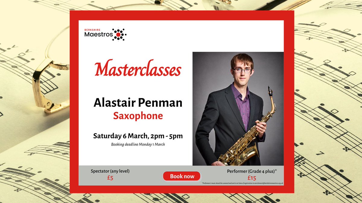 berksmusictrust's tweet photo. Our next online #masterclass is #Saxophone with Alastair Penman on 6 March! Open to everyone, book now! https://t.co/oKFPLG31rq  🎷
#KeepTheMusicPlaying https://t.co/U2BfC3mWTu