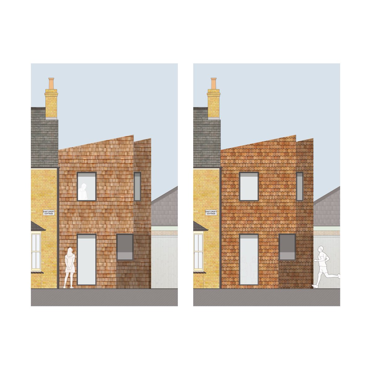 wearebba's tweet image. #wearetesting material and colour options for a side extension to a cottage in a Huntingdonshire Conservation Village. This week we have been exploring a range of finishes including ceramic tiles and timber shingles. #wearebba
