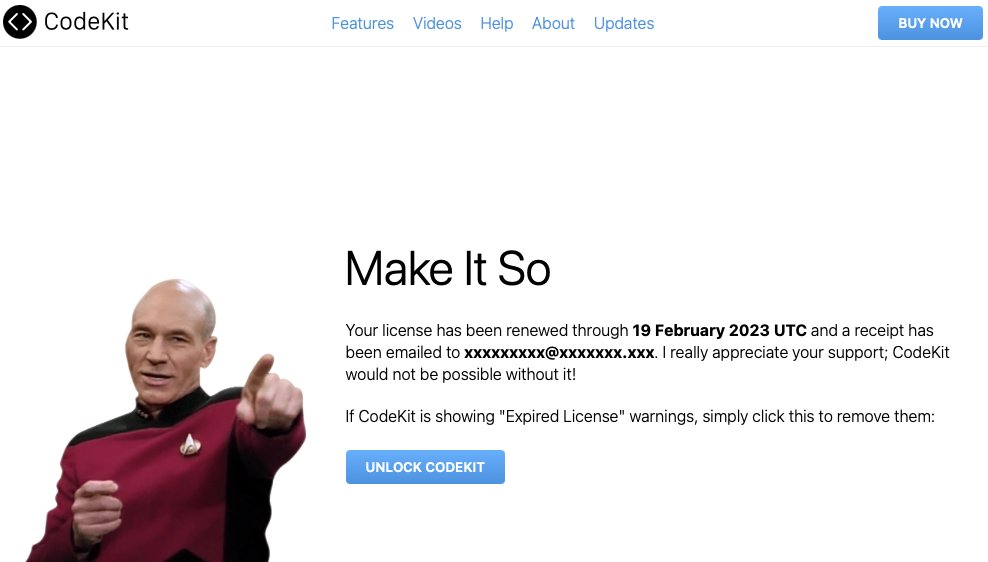 kushev's tweet image. .@bdkjones This is by miles the best post purchase &quot;thank you&quot; screen I&apos;ve ever seen!
Thanks! 🖖🏻
#CaptainPicard #CodeKit #MakeItSo