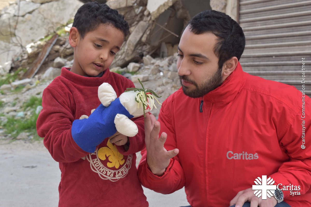 caritassyria's tweet photo. (1) In its endeavor to induce habit of giving and spread joy in society and within #PCA3 Project, #Protection Sector, #ChildFriendly pace Activity in Jabal Badro area, Caritas Syria - Aleppo Office; organized an initiative for #adolescents who benefit from the Activity https://t.co/2LISf0XRkT