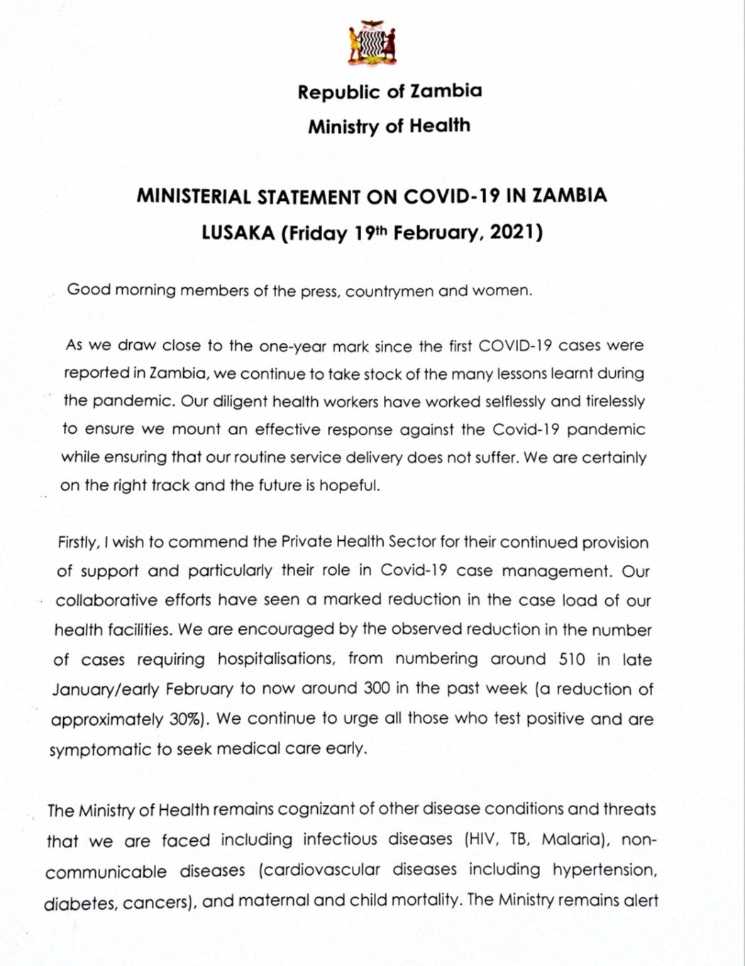Zambia National Public Health Institute On Twitter Daily Covid19 Update 19th February 2021 In The Last 24hrs We Recorded 736 New Cases Out Of 4 433 Tests 17 Positivity 962 Recoveries And