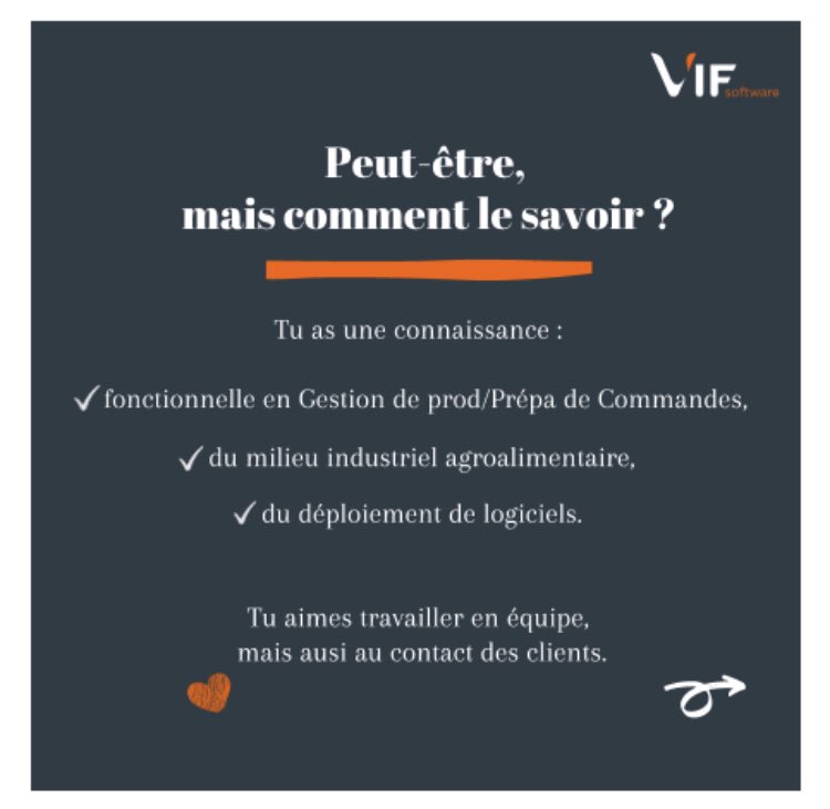 ClouetAlexia's tweet photo. 🆙 @VIF_software recrute, tu es peut-être notre futur Consultant ERP (H/F) !
📩 Envoie-nous ta #candidature à l'annonce suivante :
https://t.co/a387dVHnOt

#joboftheweek #Recrutement #Nantes https://t.co/Wgrc6du1Hs