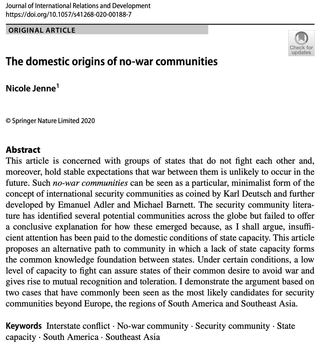nicjenne's tweet photo. Are international communities still a thing in #IR? At least I thought though when I started this research on South America and #SoutheastAsia, now out in the new issue of #JIRD: 
👉 https://t.co/doCwrTDM3C # https://t.co/6XsuwBrvWk