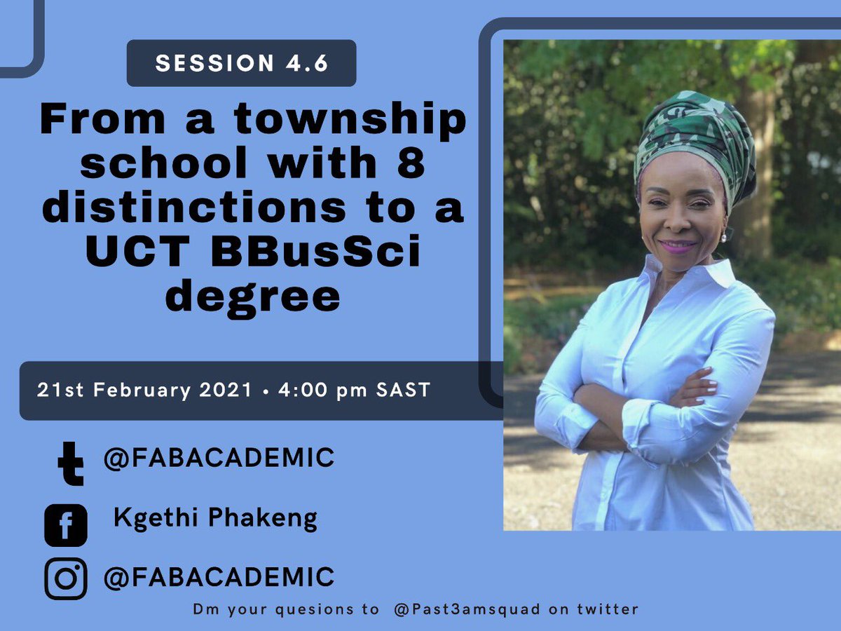 FabAcademic's tweet photo. This Sunday, 4pm (CAT) we talking with Lebogang Masekwameng who was a top student paraded in the media in 2016. He completed matric at Forte High School in Soweto & completed his BBusScience at UCT. He is about to complete his first month as a full-time employee. #TheDoekSeries https://t.co/p8nQnRIq1W