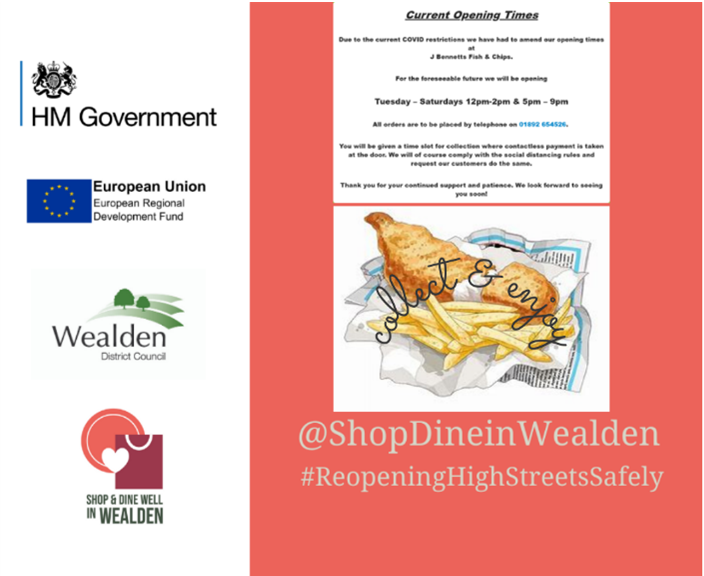 ShopDineWealden's tweet photo. Give the cooking a miss tonight and bag yourself a fish supper from your local high street. PLAICE your phone order & collect https://t.co/dIKtjlH3aS #Crowborough #FeelGoodFriday #FridayFishSupper #ShopSafe #Wealden https://t.co/BuUBG9zh4H