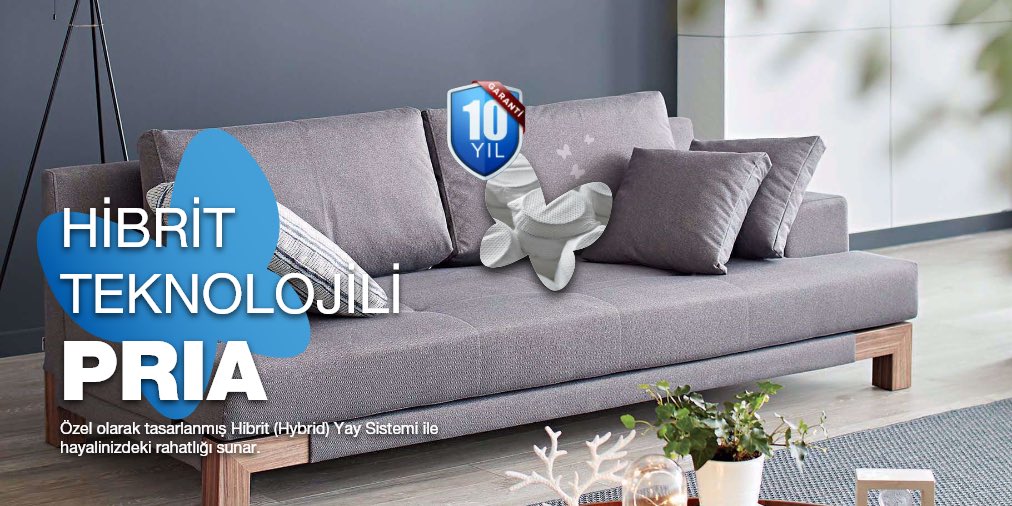 Evinizde ekstra konforu yaşamanız için Hibrit (Hybrid) teknolojisini Pria Koltuk Takımı ile buluşturduk! 

Üstelik 10 yıl garanti fırsatıyla!

Siz de salonunuza hibrit teknolojisini taşımak istiyorsanız mağazamızı veya kelebek.com’u ziyaret edebilirsiniz.

#Hybrid