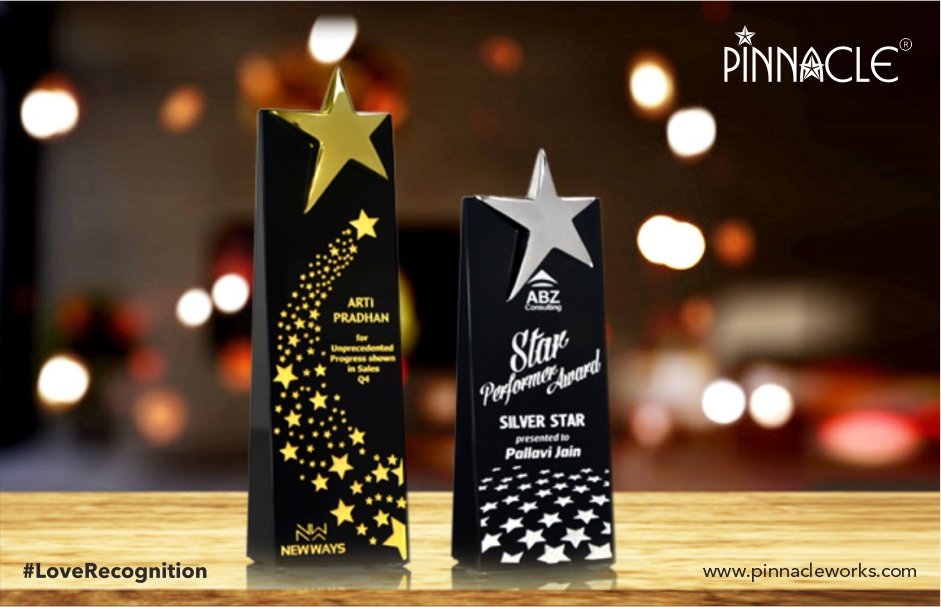 thisispinnacle's tweet photo. Star Awards for your Star Performers. Stunning Black Crystal Award with high gloss, solid metal stars. #LoveRecognition #MadeInIndia #PinnacleWorks #CustomisedAwards #LSA # https://t.co/h3tjetvTVN