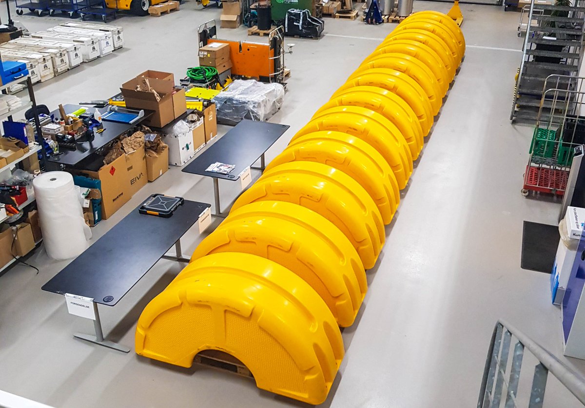 EIVA_HQ's tweet photo. Our #ToughBoy wave buoys are looking all grown up! It seems like not so long ago they were just shells – now they are assembled and ready to be calibrated. We will be shipping them out next week so our customer can put them into action, measuring wave, current, wind and tide. https://t.co/Su7H7Zswfg