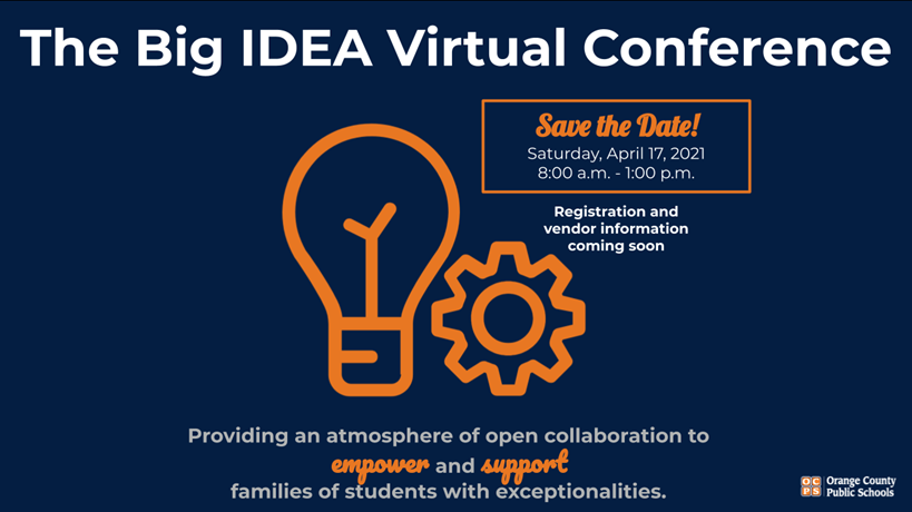 sylvia_schaffer's tweet photo. The Exceptional Student Education (ESE) department is excited to host the virtual Big IDEA Conference April 17, 2021 for families of students with exceptionalities. #BigIDEA https://t.co/AnXNkcKQMR