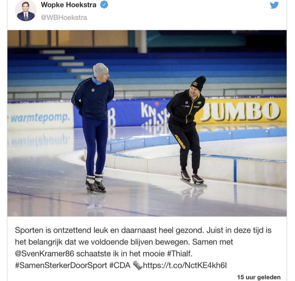 Dit is toch niet te geloven, niemand in Nederland mag binnen sporten, maar dat telt blijkbaar niet voor de lijsttrekker van het CDA... #goedvoorbeeld #hypocriet