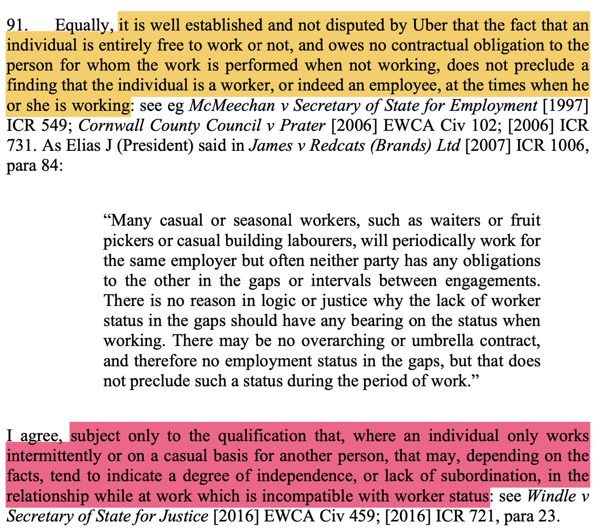  Flexible work is NOT incompatible with worker status! This cannot be emphasised enough (though the ref to Windle is a bit unfortunate)