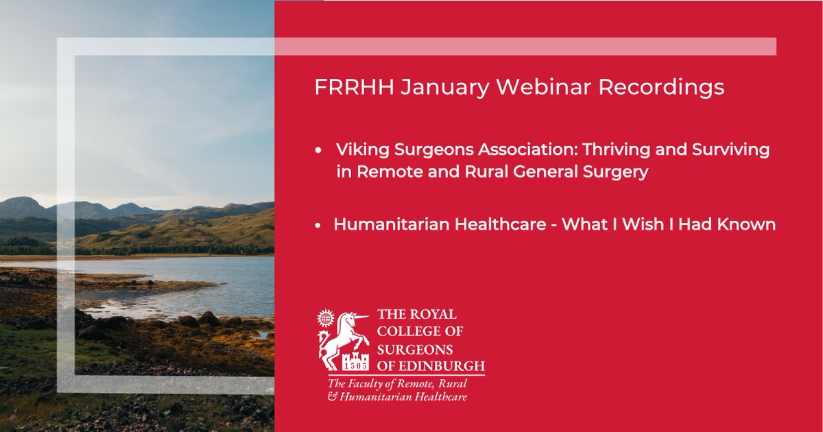 If you missed any of our rural or humanitarian #webinars last month, you can watch the recordings on our website.

Visit bit.ly/3kfxqJX

#ruralsurgery #remotehealth #humanitarianhealth