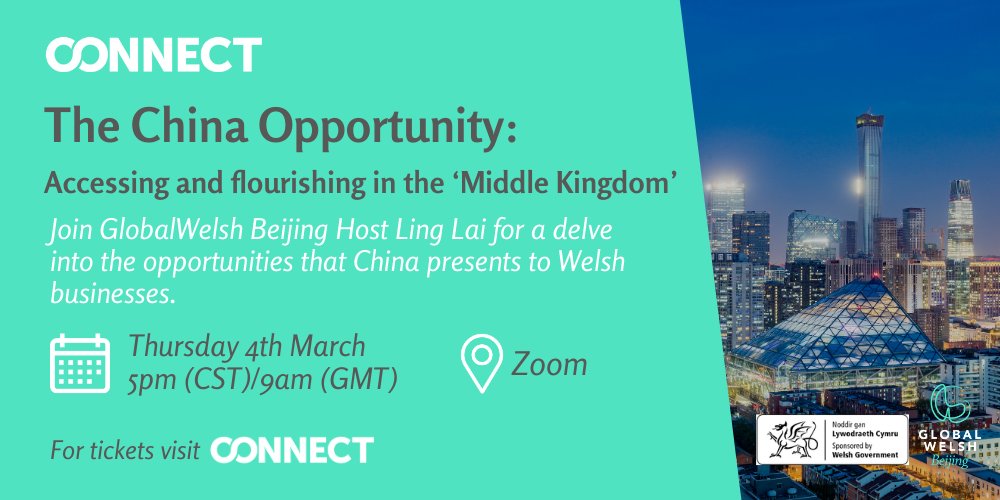 GlobalWelsh's tweet photo. Want to expand into China? Unsure where to start?
Join GlobalWelsh Beijing's Ling Lai for tips to get you started & growing trends in the world's biggest market.
Tickets >> https://t.co/qL2NLuItek
@walesweekworld @walesintheworld @InvestWales #WelshExport #InternationalTrade https://t.co/P21p5vmxxc
