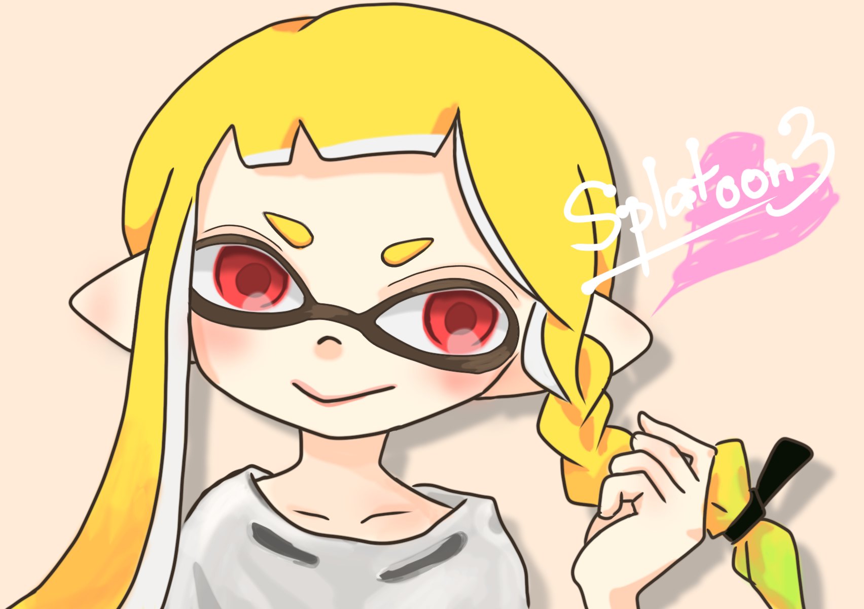 ちょろみん Pa Twitter 落書きだけどスプラ３イラスト描いてみた みつあみイカちゃんかわいい つかうのたのしみ スプラトゥーン3 T Co Ny2bon1x4x Twitter