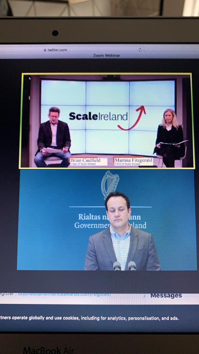 PropertyLocato2's tweet photo. The role of Government is vital is aiding start up and scale up companies. Thanks to @ScaleIreland @MartinaFitzg &amp; @BrianCVC for hosting this mornings chat and for including the Tánaiste @LeoVaradkar, @realBobbyHealy &amp; @clairemchugh who shared their stories. https://t.co/52X882bpbK